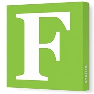 Avalisa 18” stretched Canvas Capitol letter F green alphabet wall art green